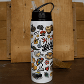 Good Morning - Doodle Print Aluminium Sipper Water Bottle - Discovering India